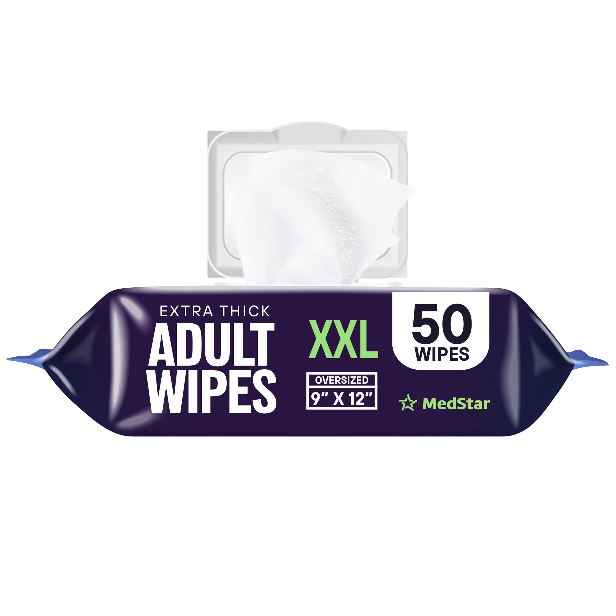 MedStar Adult Wipes 9x12 full-body coverage for easy elder care cleaning.