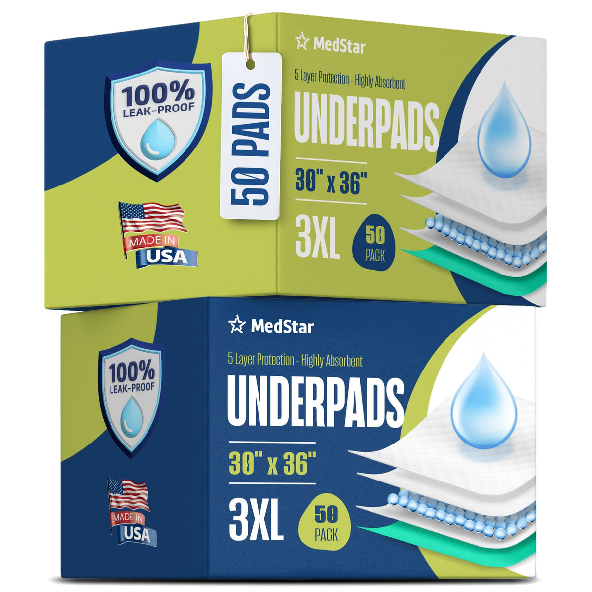 MedStar disposable underpads provide XXL coverage for beds and chairs, protecting surfaces