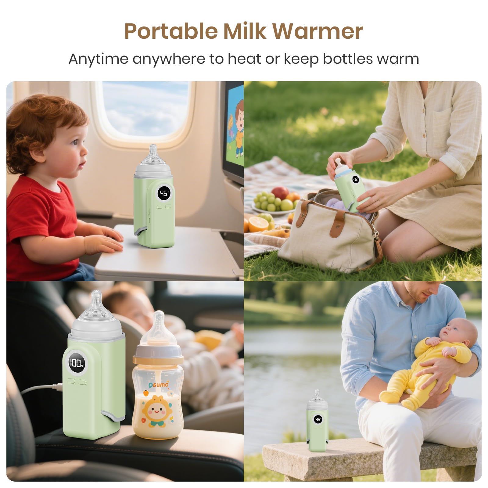 Meehuan bottle warmer travel-ready for planes and hotel stays.