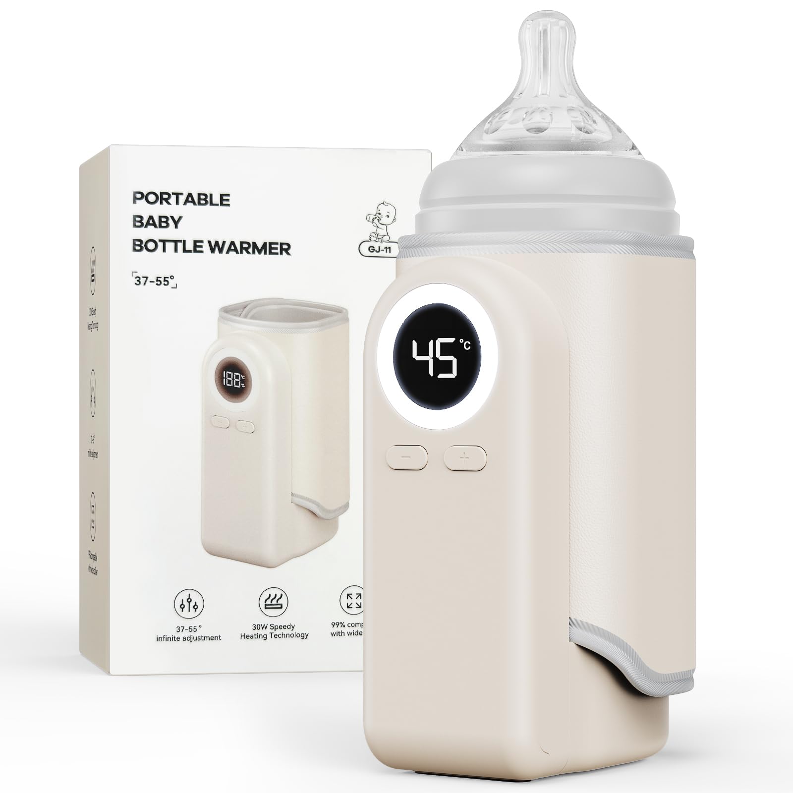 Meehuan portable bottle warmer showing compact travel design for easy feeding on the go
