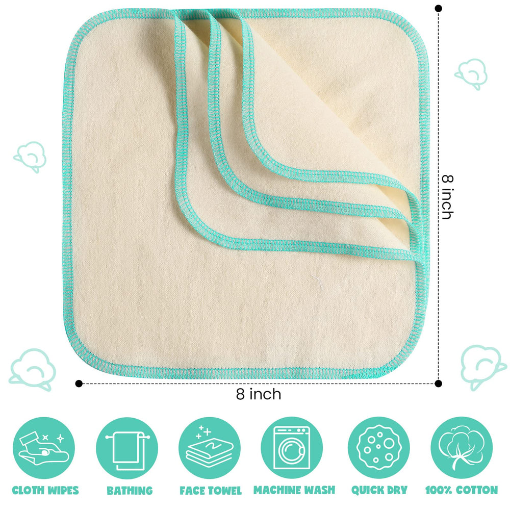Meekoo reusable flannel baby wipes 8x8 inch for easy washing