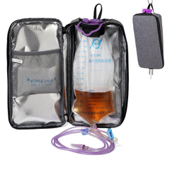 Meesyn insulated cover for enteral bag showing triple-layer insulation