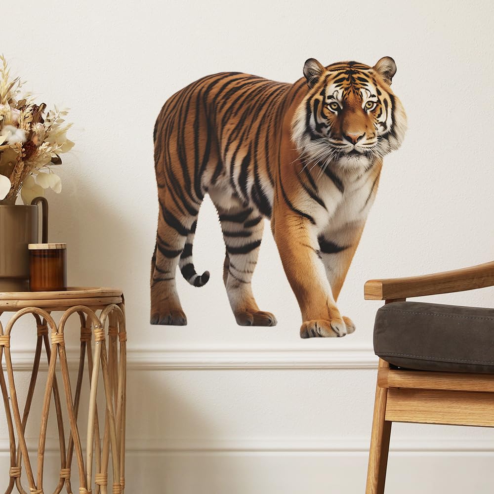 MEFOSS tiger wall decal durable vinyl resists tears and fading in daily use.