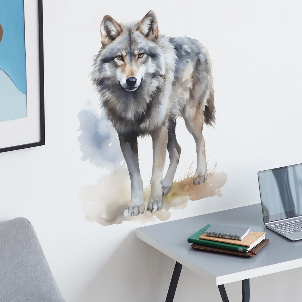 MEFOSS wolf wall decal suitable for painted walls, tiles, glass, and wood