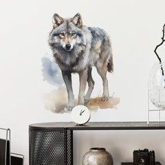 MEFOSS wolf wall decal watercolor wolf portrait for kids room decor