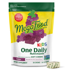MegaFood Kids One Daily grape chews bottle for convenient daily nutrition