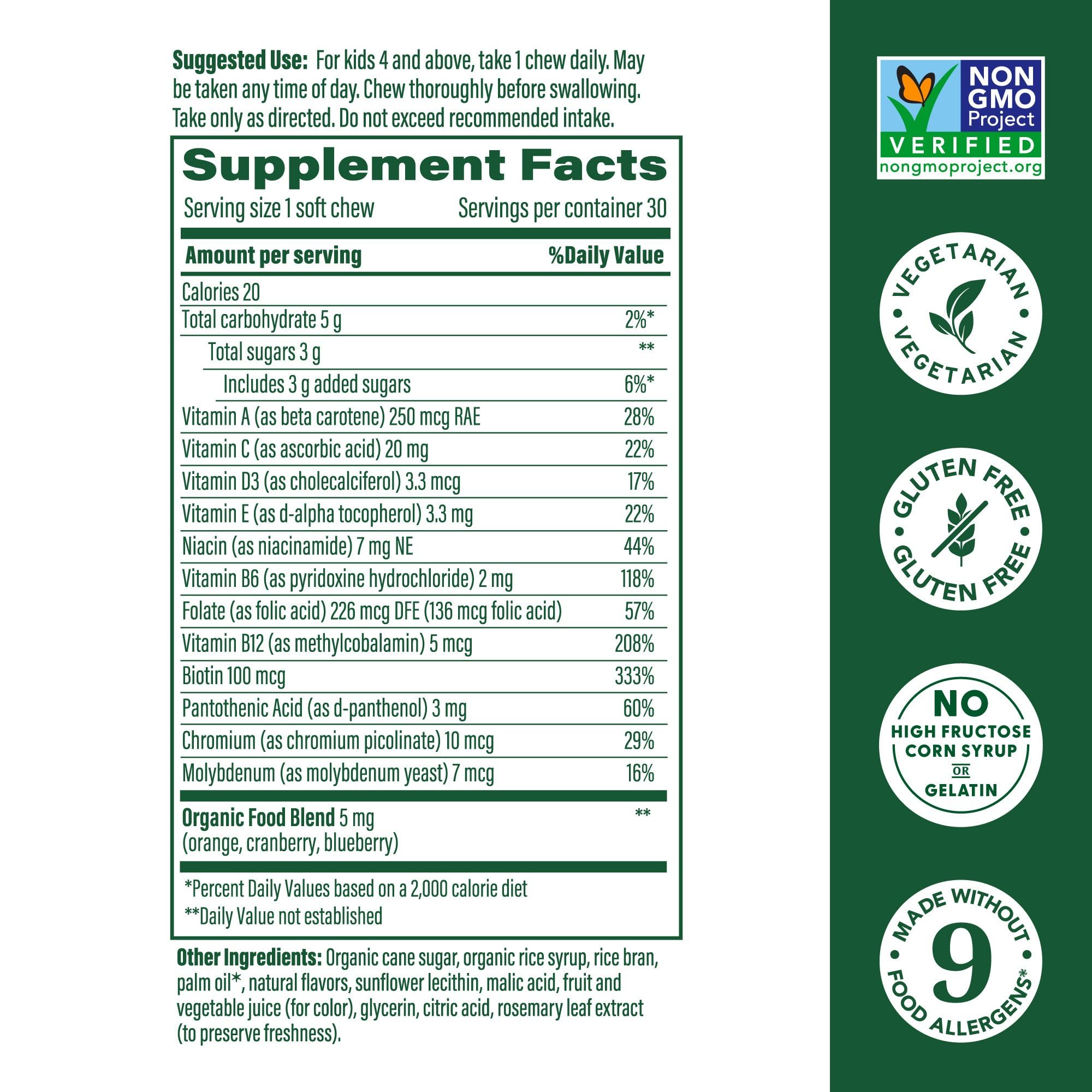 MegaFood Kids One Daily grape chew close-up highlighting kid friendly texture