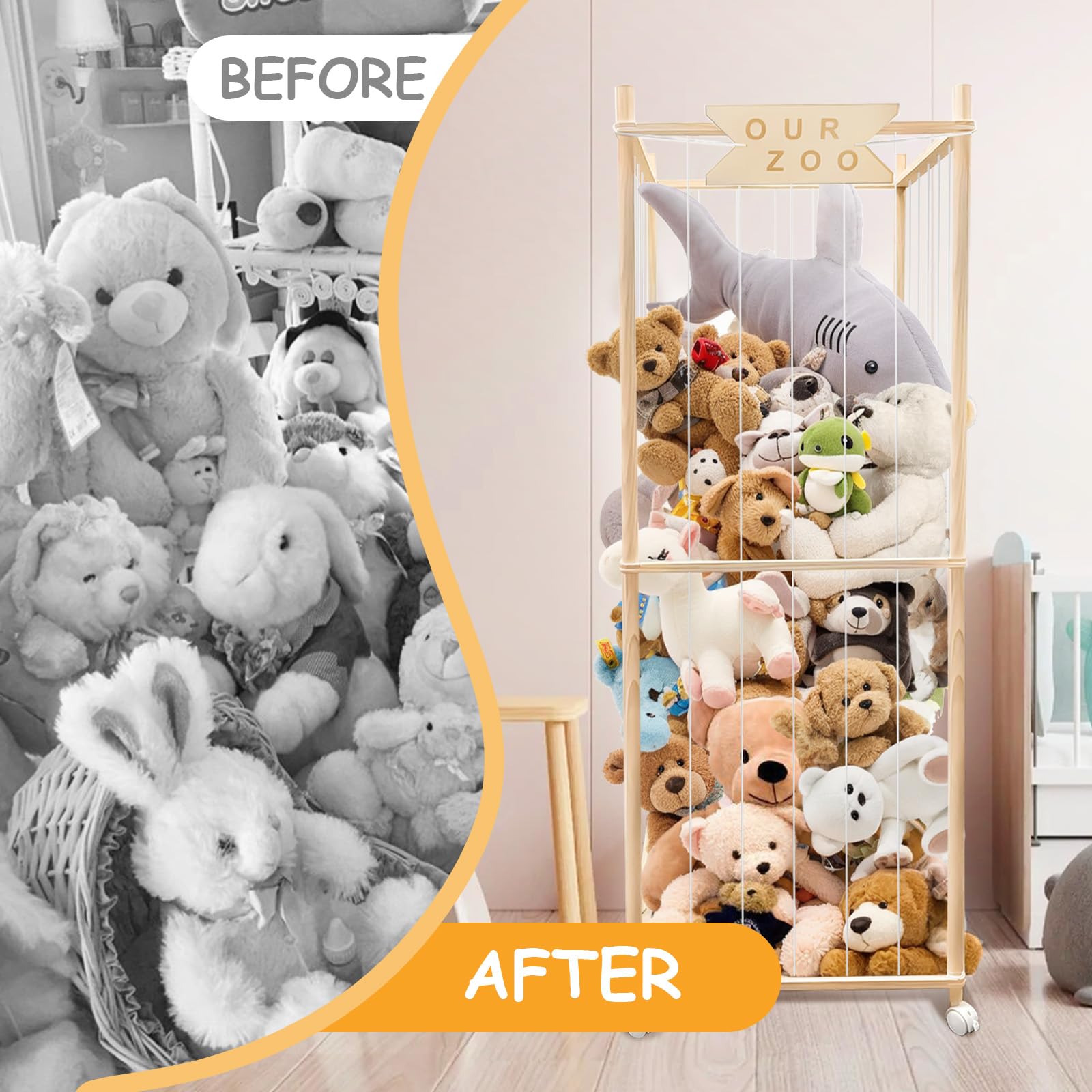 Megapuxin durable frame with steel screws supports heavy plush toys.