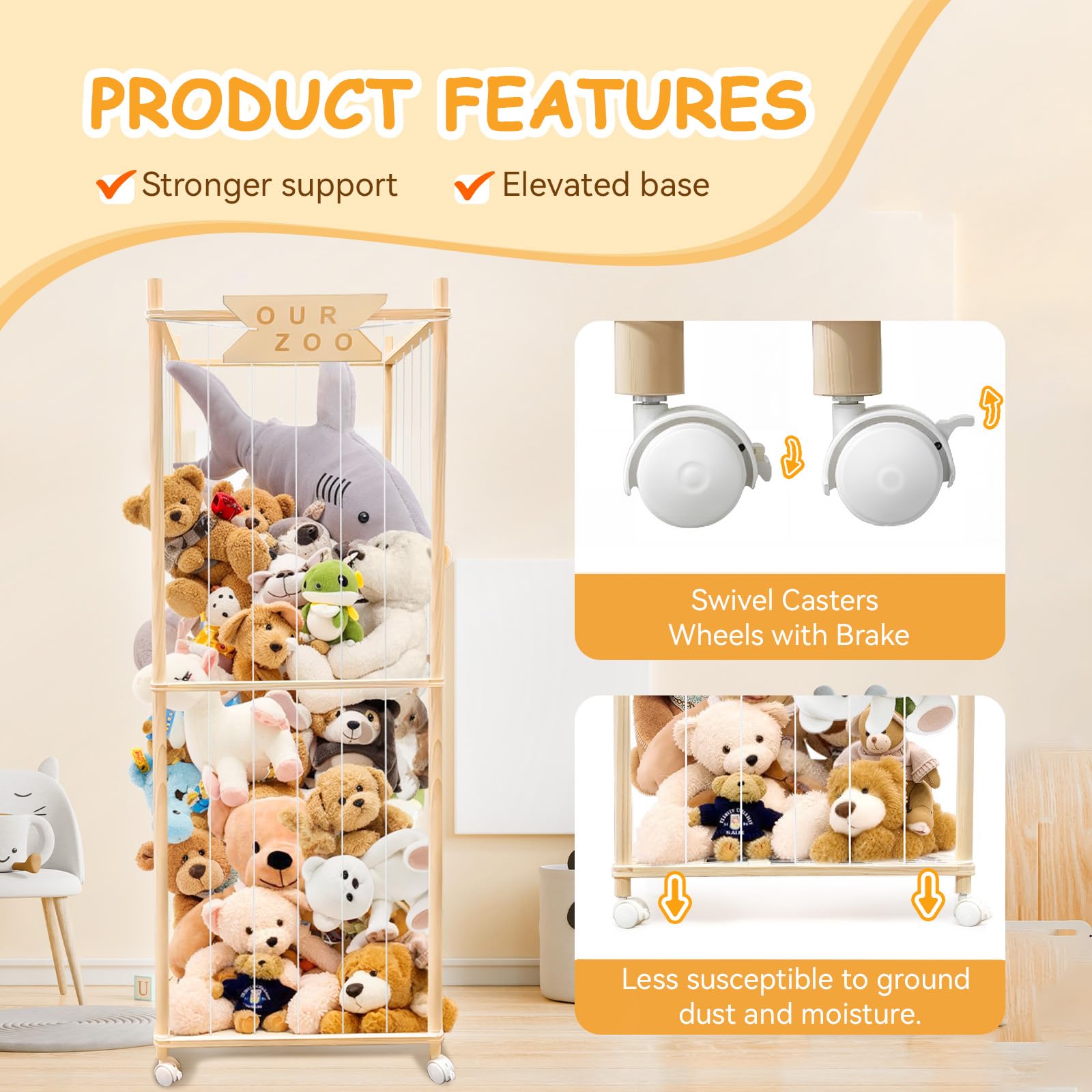 Megapuxin organizer with rounded corners protects children during playtime.