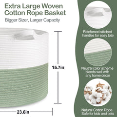 MEGASKET cotton rope basket for living room, soft and safe for kids.
