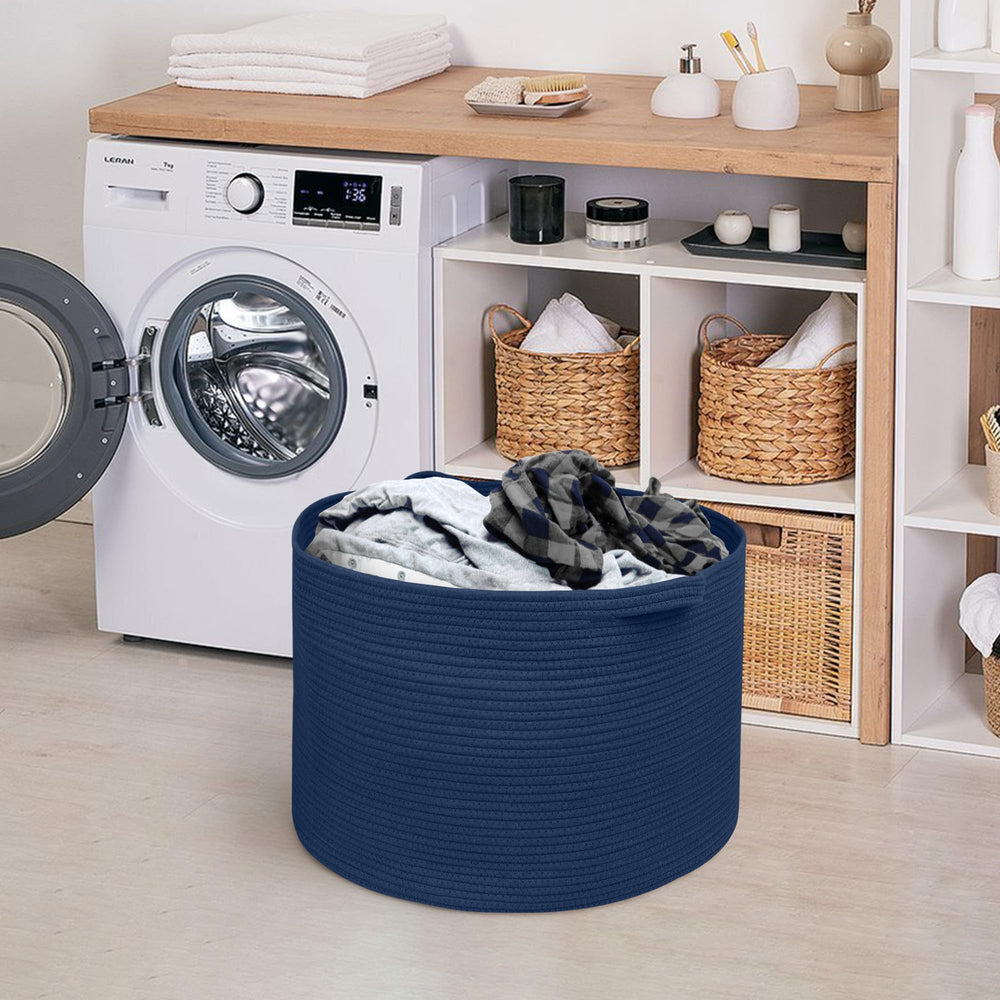 MEGASKET dark blue basket dimensions 22x14 inches for roomy storage.