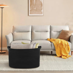 MEGASKET decorative black storage basket adds style while organizing clutter.