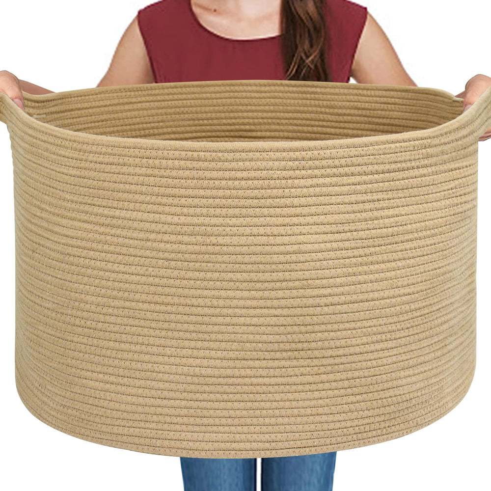 MEGASKET extra large basket stores blankets for easy access in living room