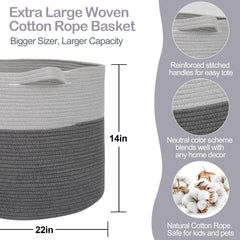 MEGASKET Extra Large Rope Basket natural cotton rope demonstrates durable storage for daily use.