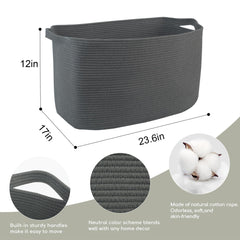MEGASKET extra-large rope basket rectangle side view ideal for closet organization