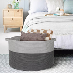 MEGASKET Extra Large Rope Basket foldable handles simplify transport.