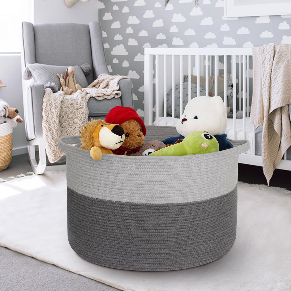 MEGASKET Extra Large Rope Basket suitable for blankets, toys, towels, or pillows.