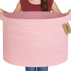 MEGASKET pink basket 22x22 with handles for roomy living room storage