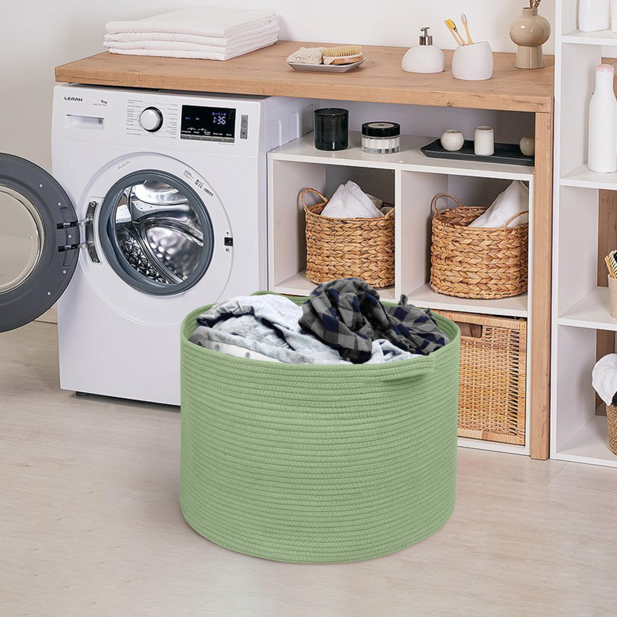 MEGASKET fold-flat basket for portable laundry or travel.