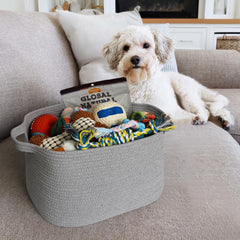 MEGASKET grey woven storage basket entryway shoe-bin keeps footwear organized