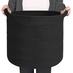 MEGASKET large black basket closeup weave for durable, stylish storage.