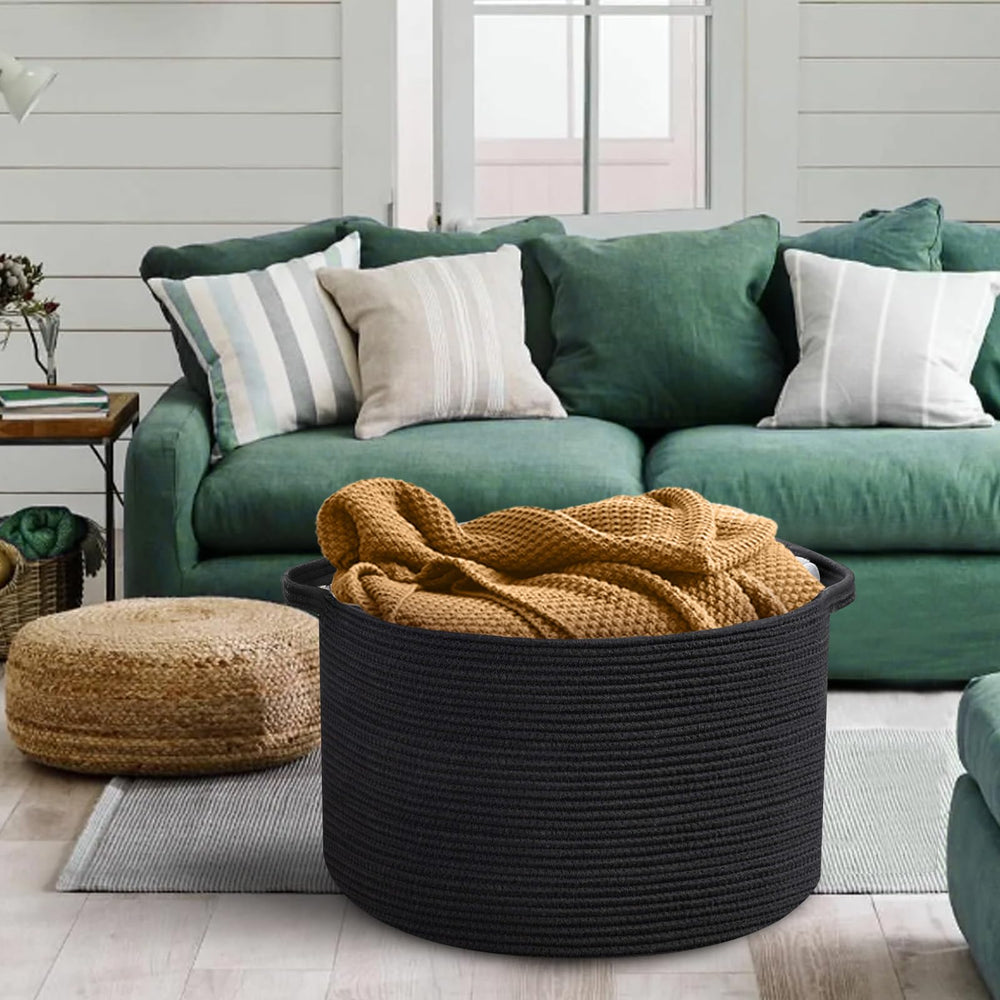 MEGASKET living-room decorative woven basket complements any decor while storing cushions.