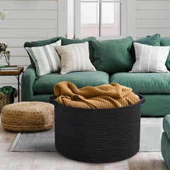 MEGASKET living-room decorative woven basket complements any decor while storing cushions.