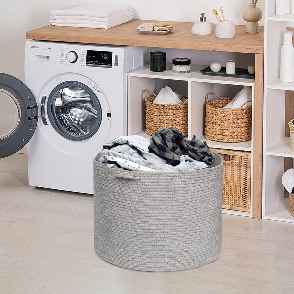 MEGASKET living room storage basket blends with Boho, Scandinavian, and rustic decors.