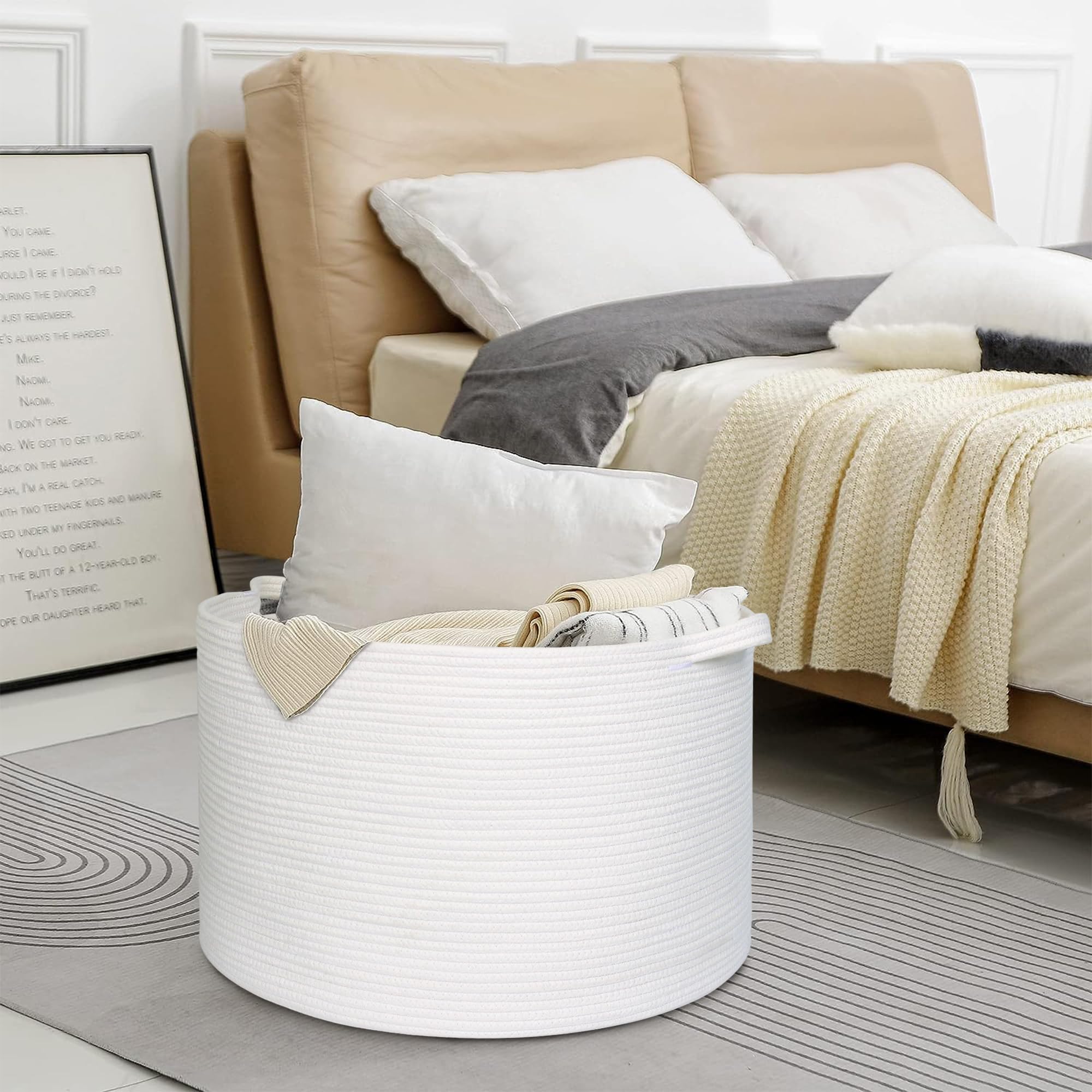 MEGASKET neutral white decor blends with bedroom or nursery style