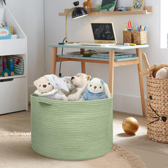 MEGASKET nursery storage bin holds toys with a cozy weave.