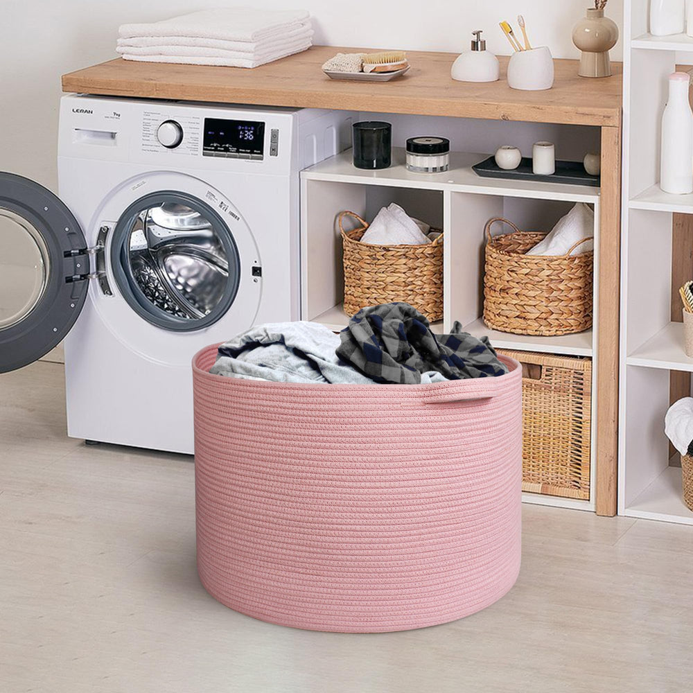 MEGASKET pink basket can function as a laundry basket for clothes