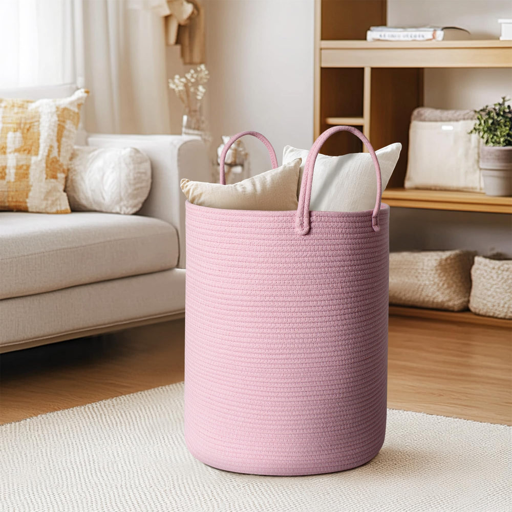 MEGASKET pink storage bin keeps blankets and toys organized