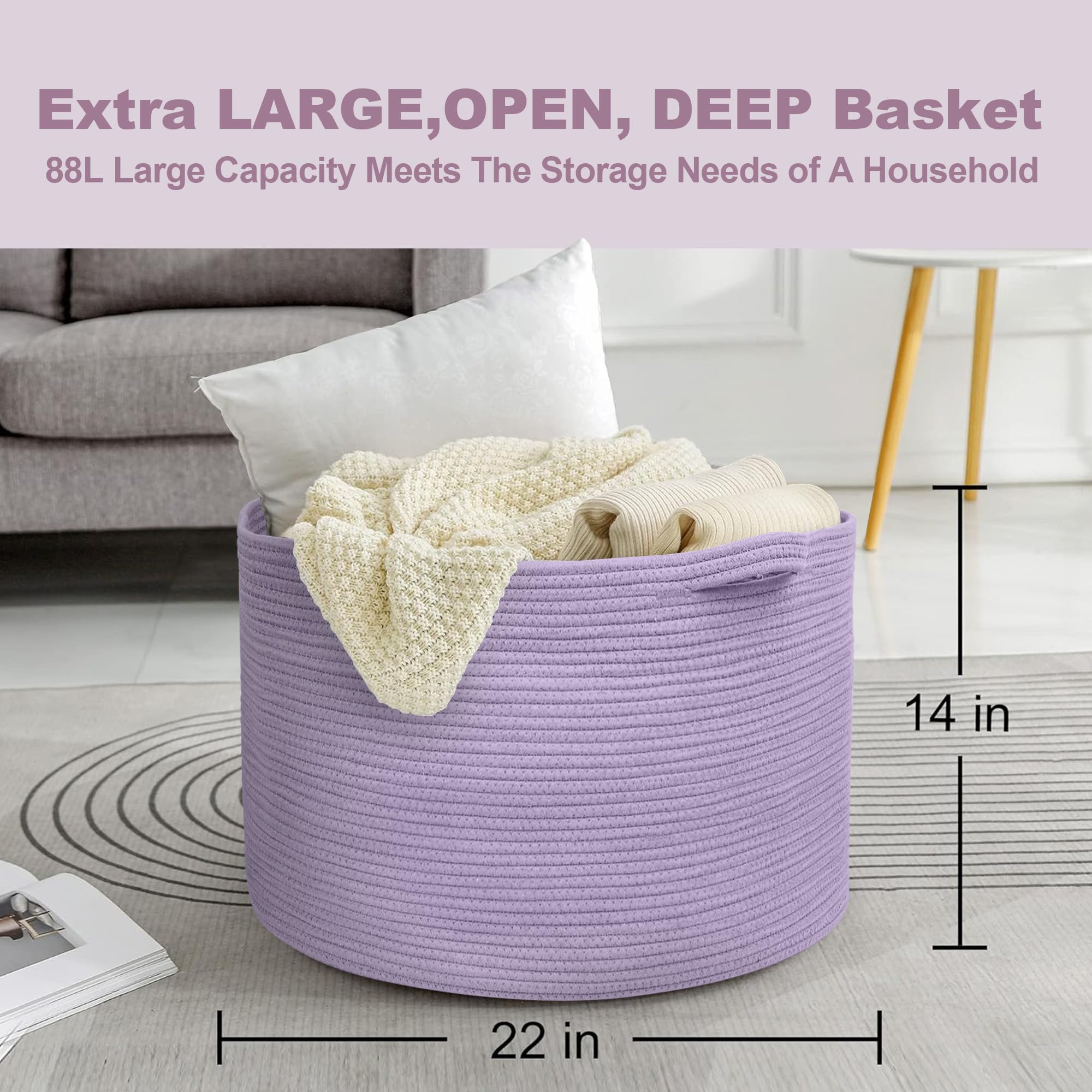 MEGASKET purple rope basket nursery with toys organized