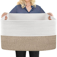 MEGASKET rectangle blanket basket on floor showing large capacity for blankets