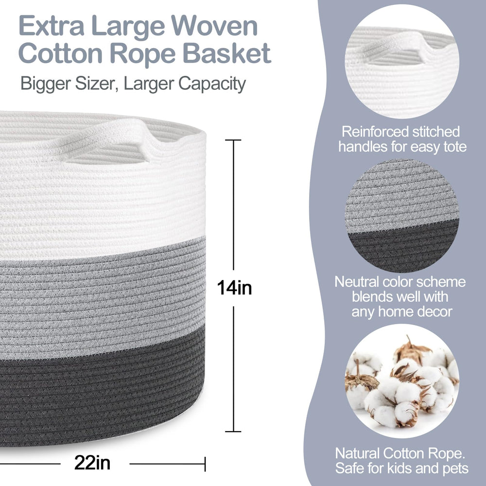 MEGASKET round woven toy bin holds dolls and blocks in the nursery.