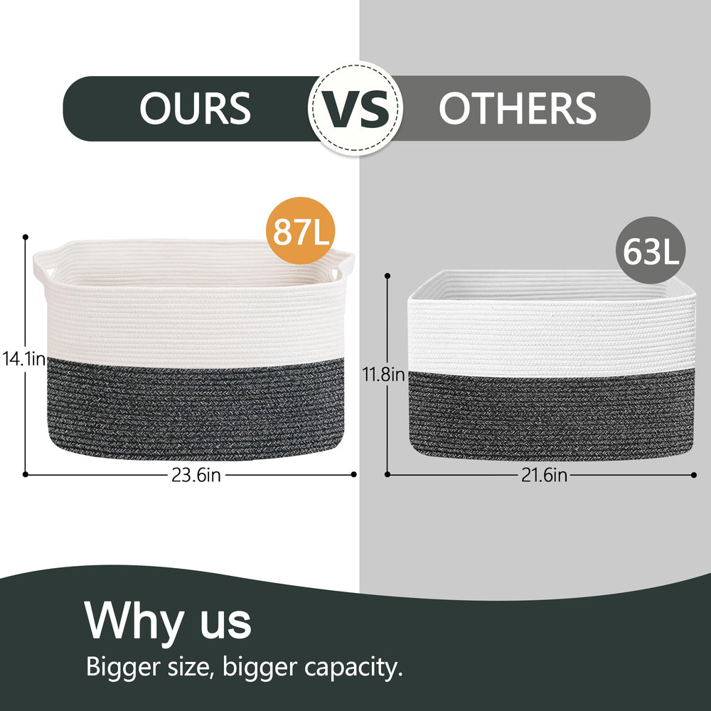 MEGASKET soft cotton rope basket close-up highlights natural texture and durability.