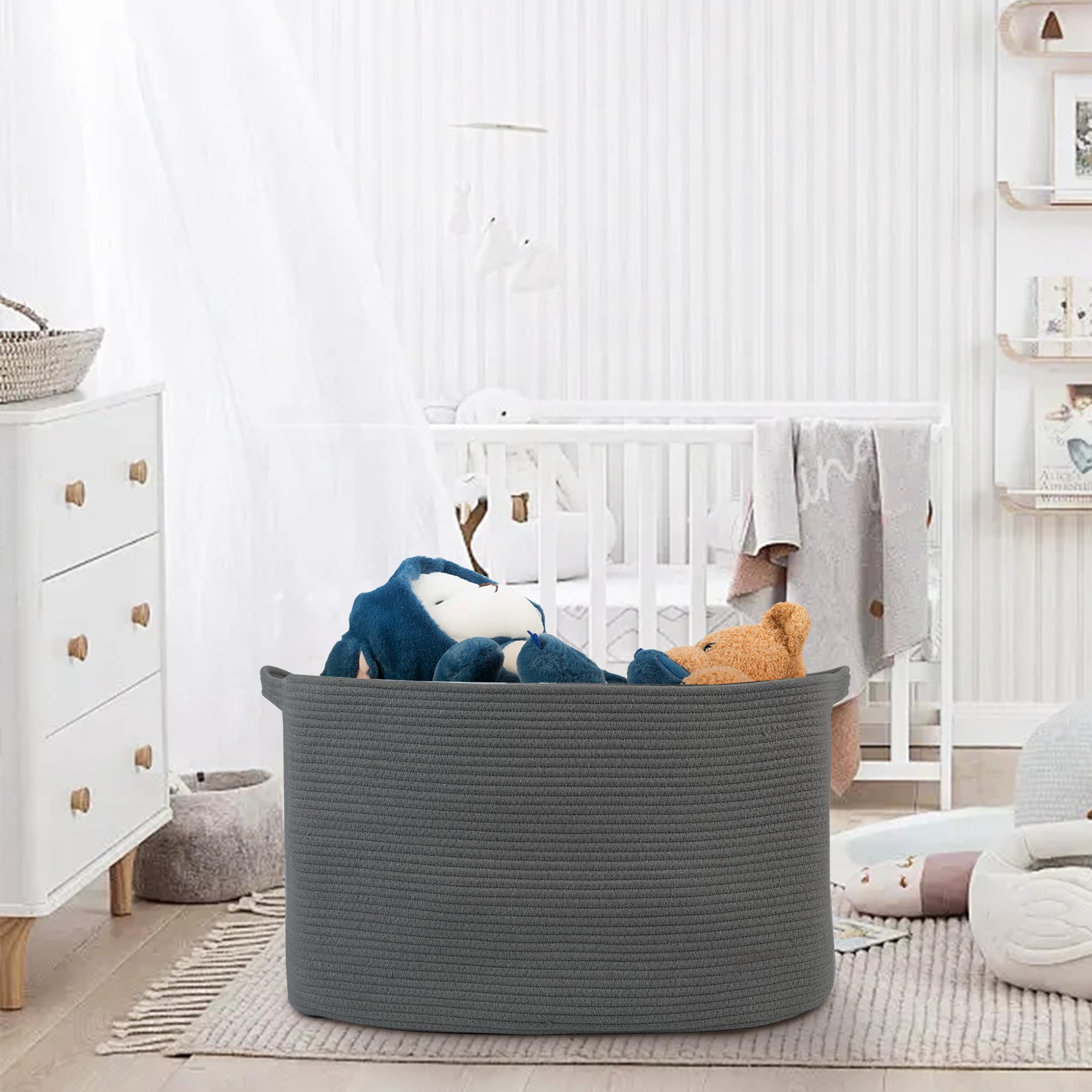 MEGASKET storage basket holding blankets and pillows for cozy living spaces