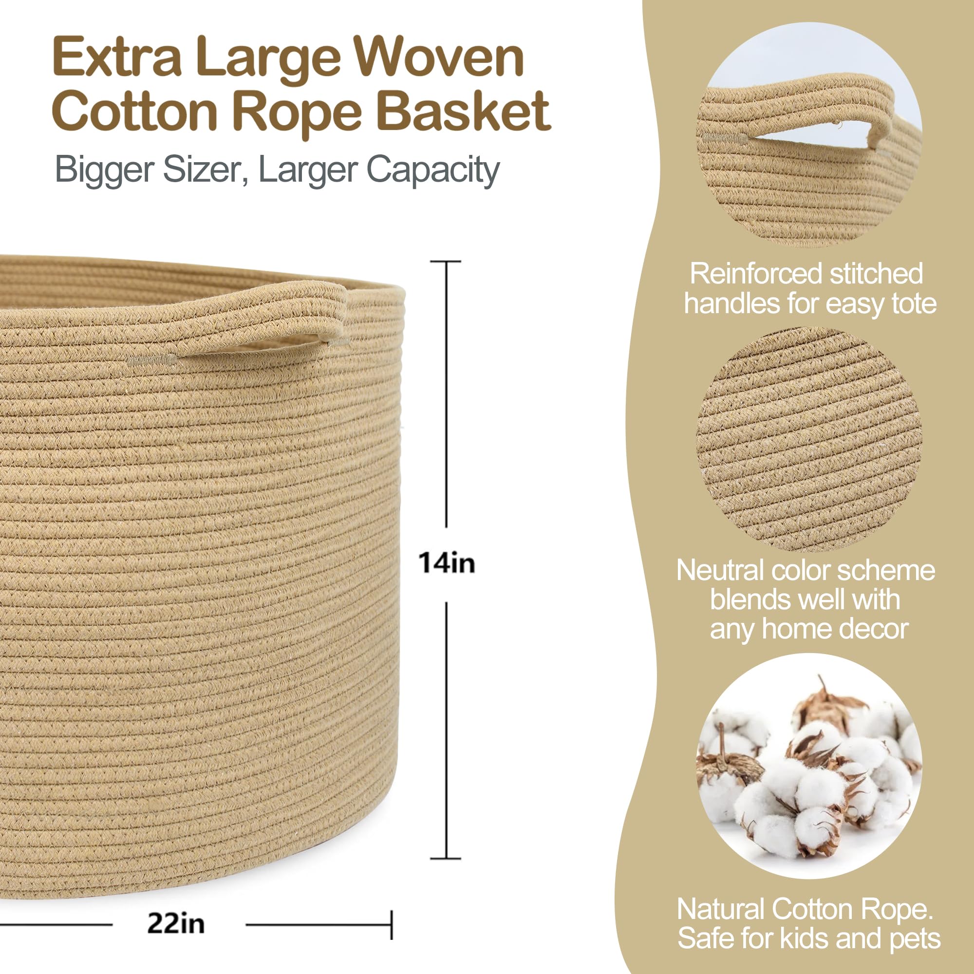 MEGASKET stuffed animal basket offers soft cotton rope and safe play
