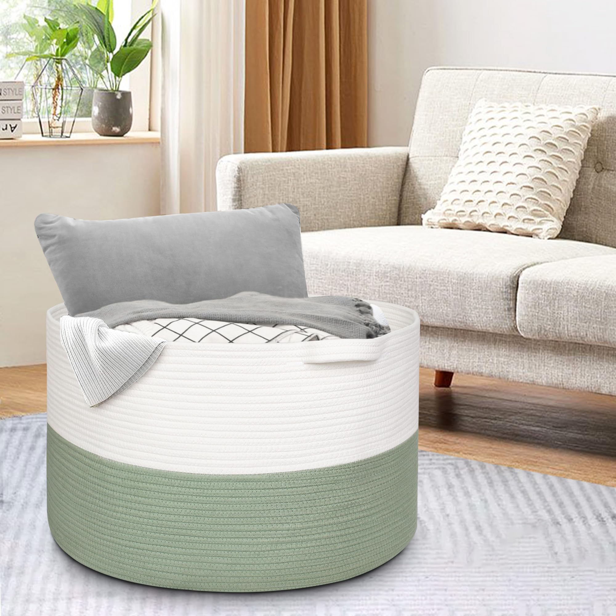 MEGASKET basket with sturdy handles, easy transport around home.