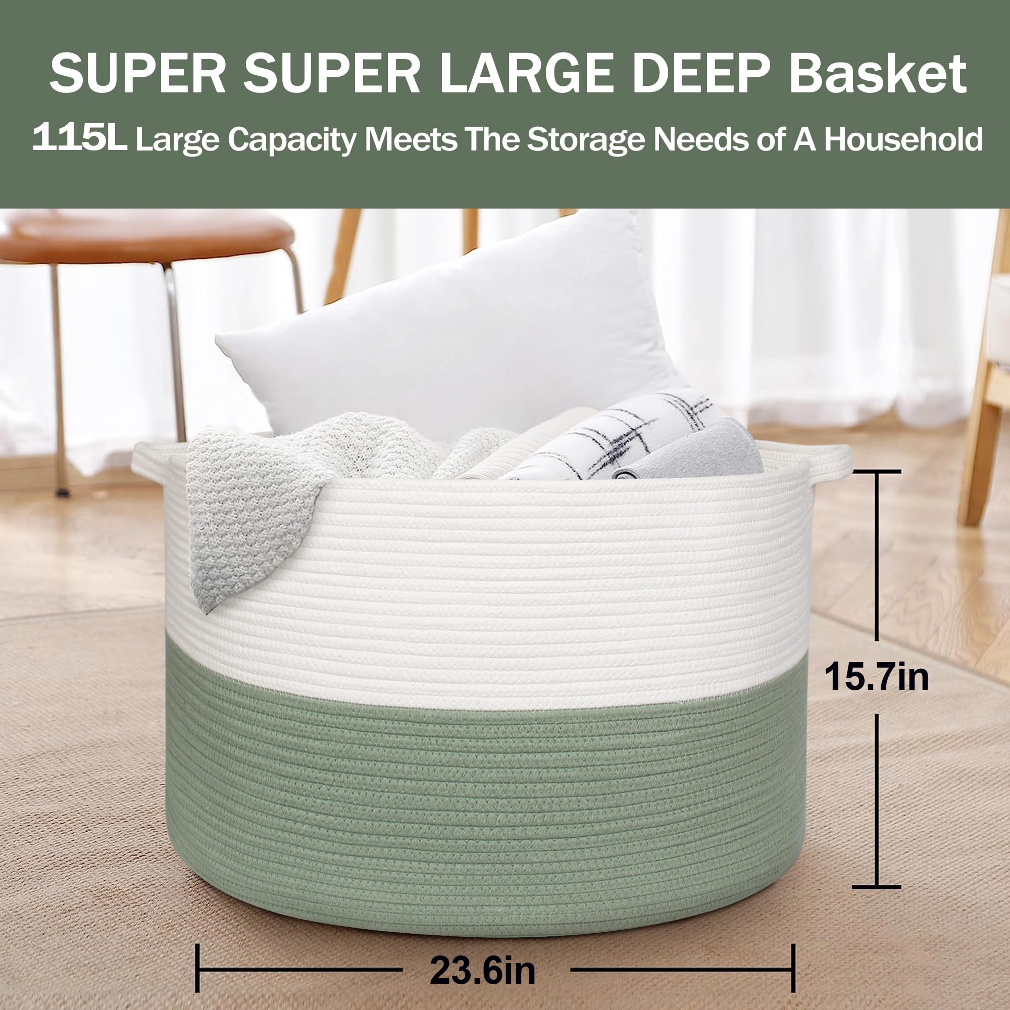 MEGASKET two-toned neutral basket, stylish storage for blankets and toys.