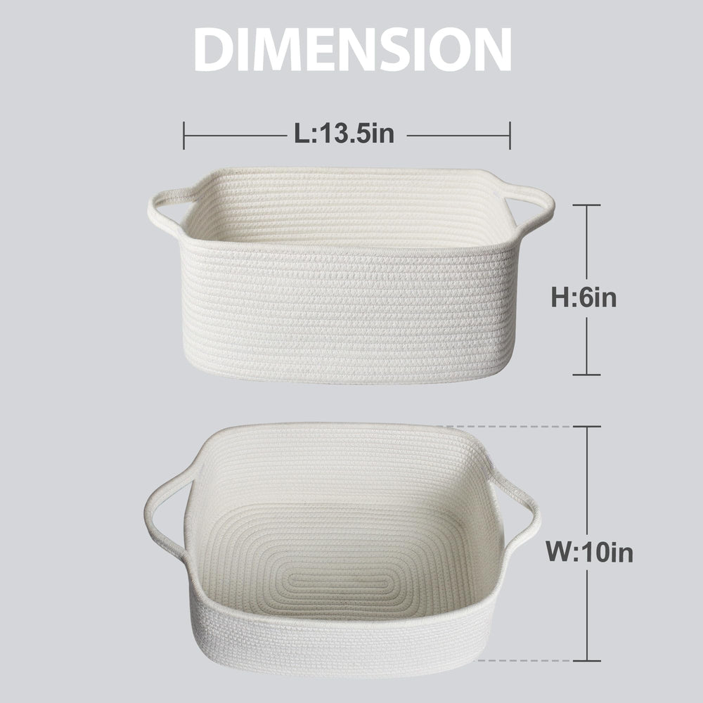 MEGASKET white cotton rope basket ideal for baby nursery storage and toy organization.
