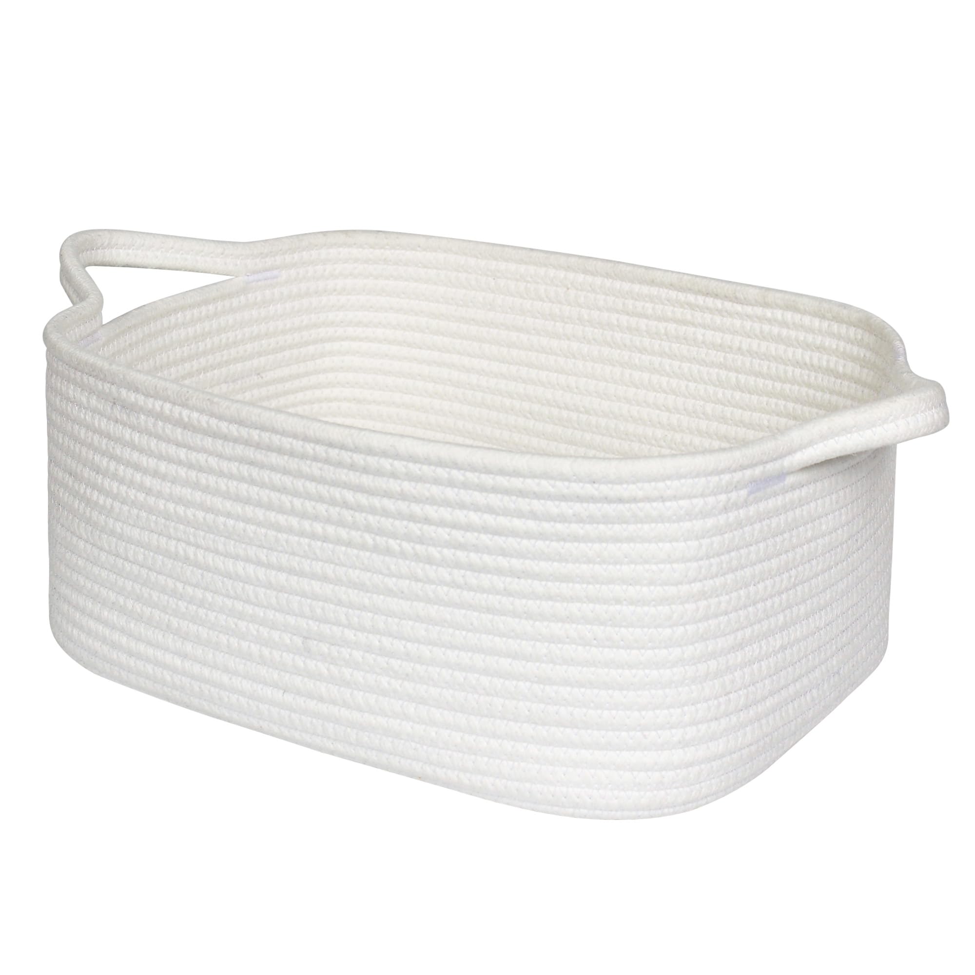 MEGASKET white cotton rope basket with handles for easy transport and stylish storage.