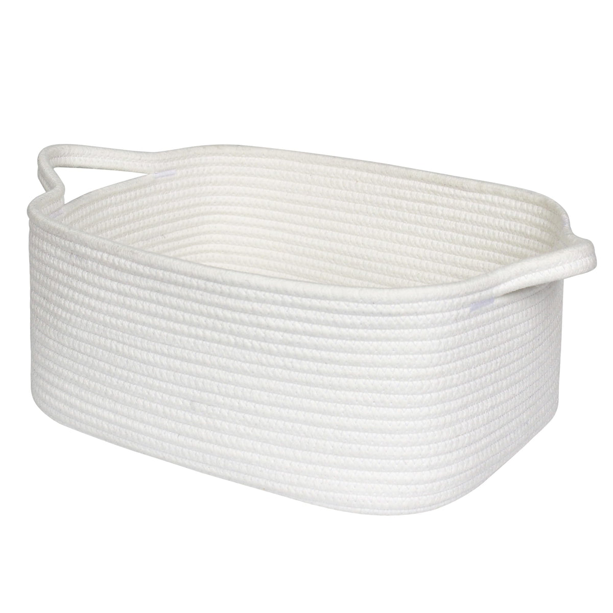 MEGASKET white cotton rope basket with handles for easy transport and stylish storage.