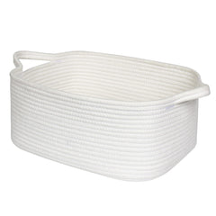 MEGASKET white cotton rope basket with handles for easy transport and stylish storage.