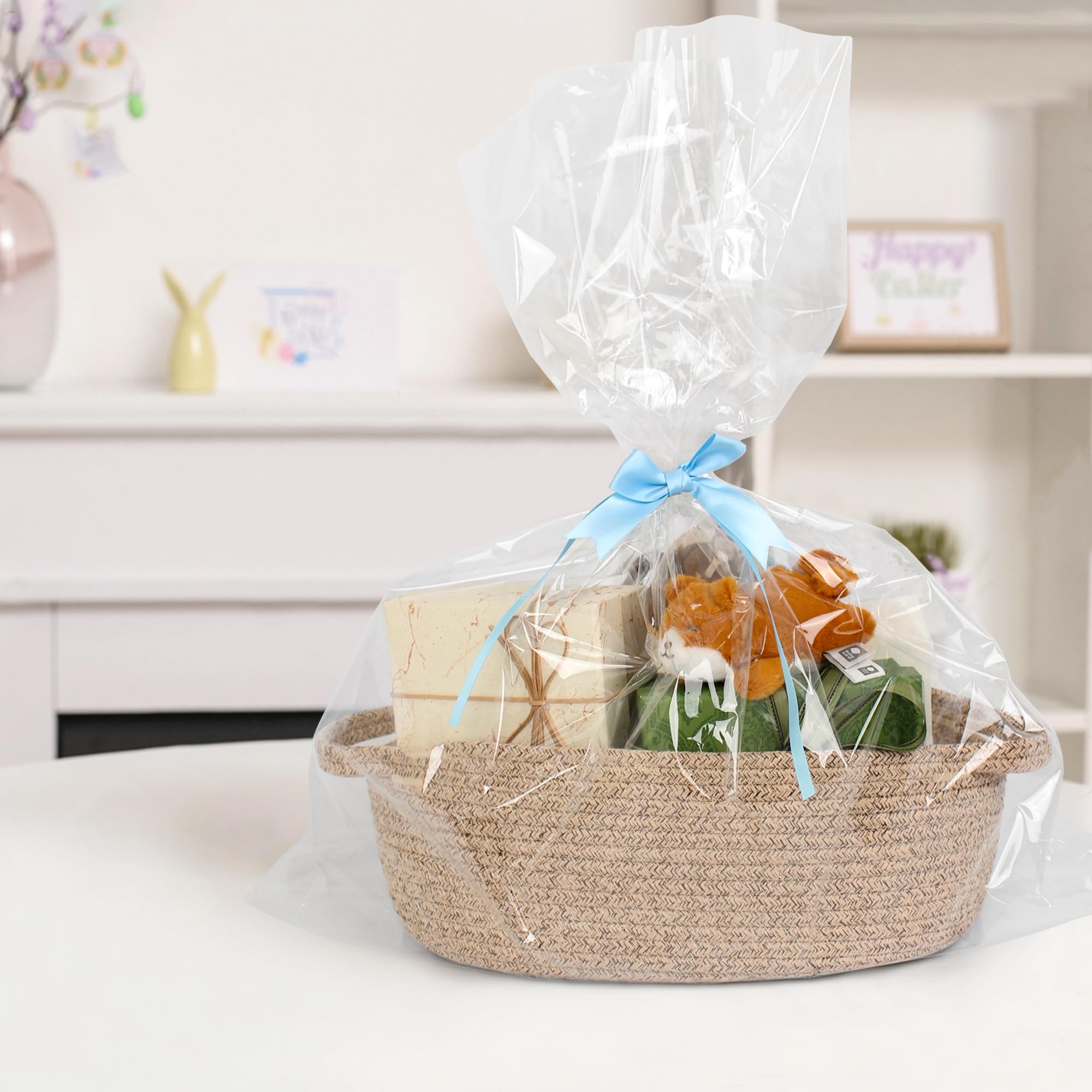 MEGASKET wicker storage bin with handle for easy transport.