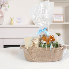 MEGASKET wicker storage bin with handle for easy transport.
