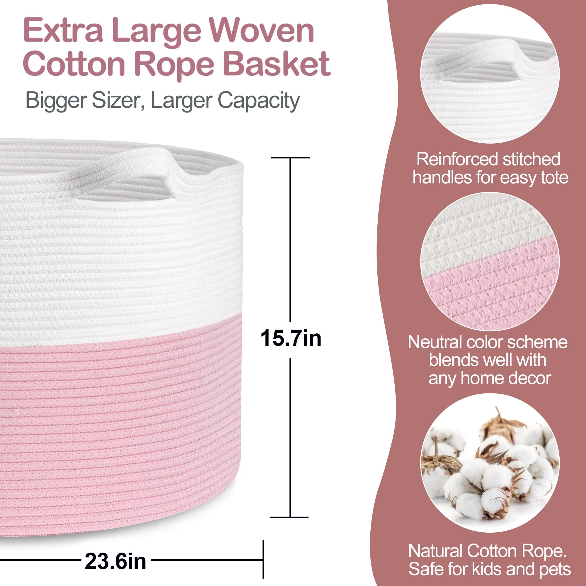 MEGASKET XXL pink blanket storage basket for bedrooms