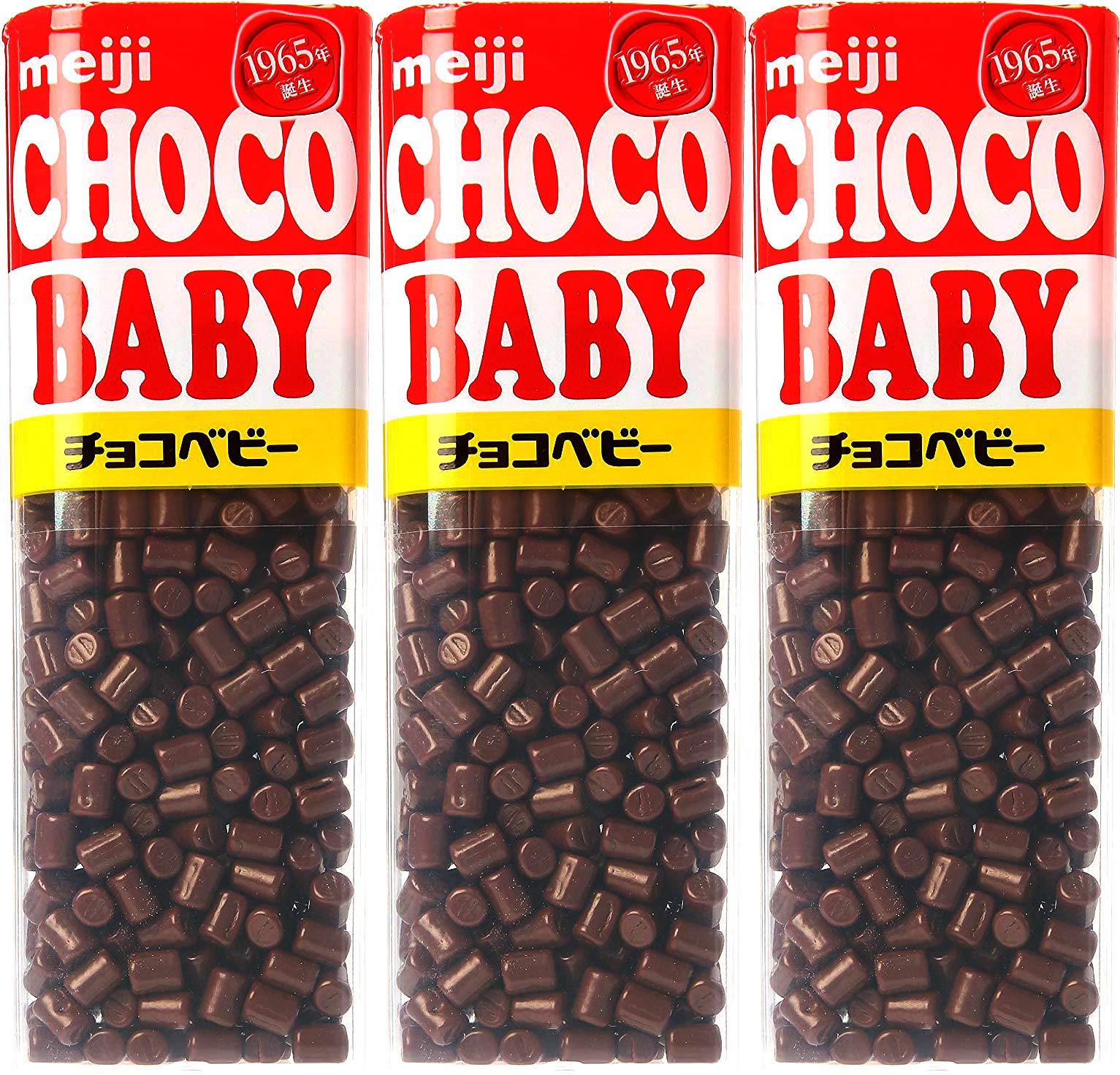 Meiji Choco Baby tubes in a box, snackable chocolate for kids on the go.
