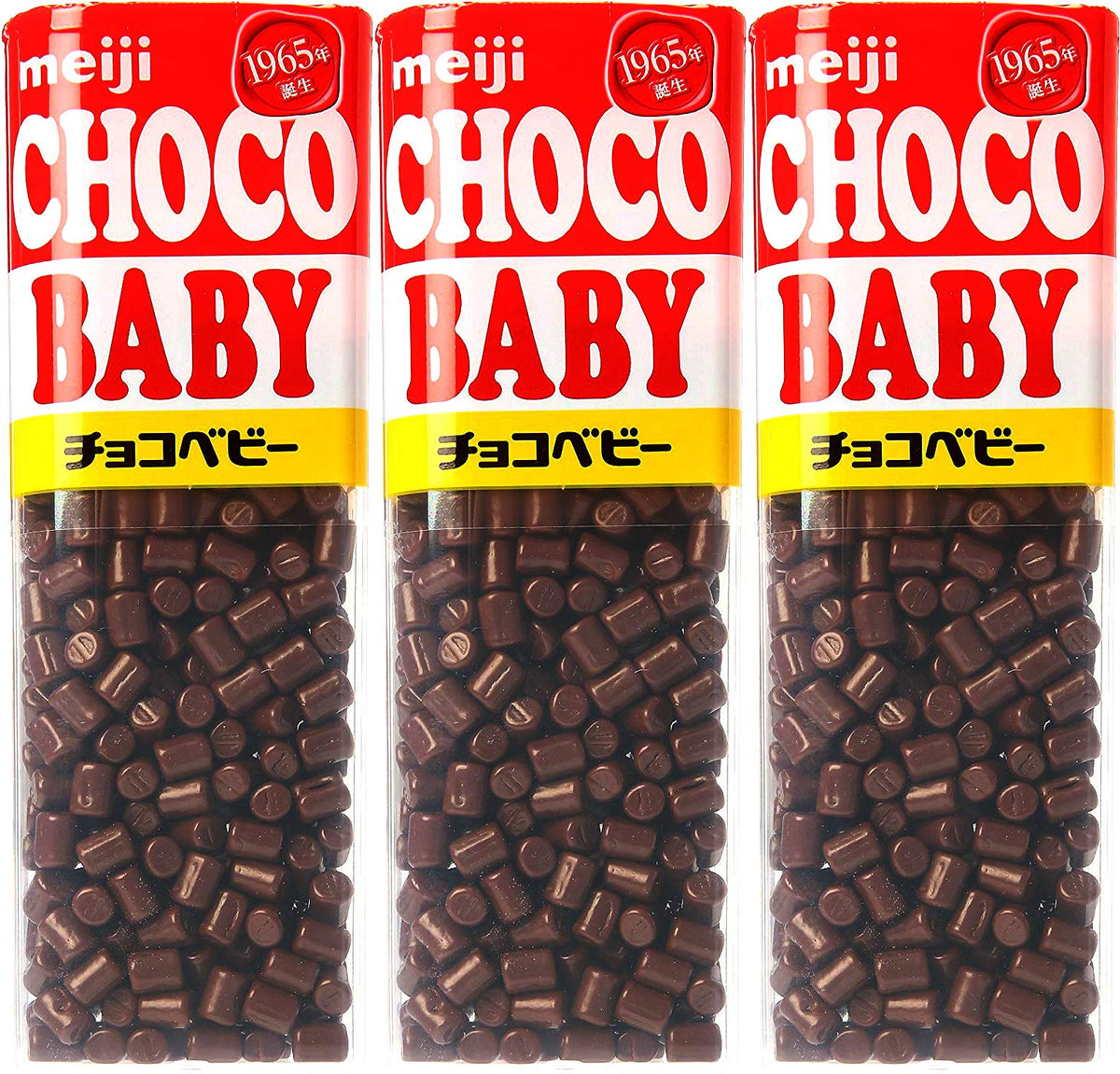 Meiji Choco Baby tubes in a box, snackable chocolate for kids on the go.