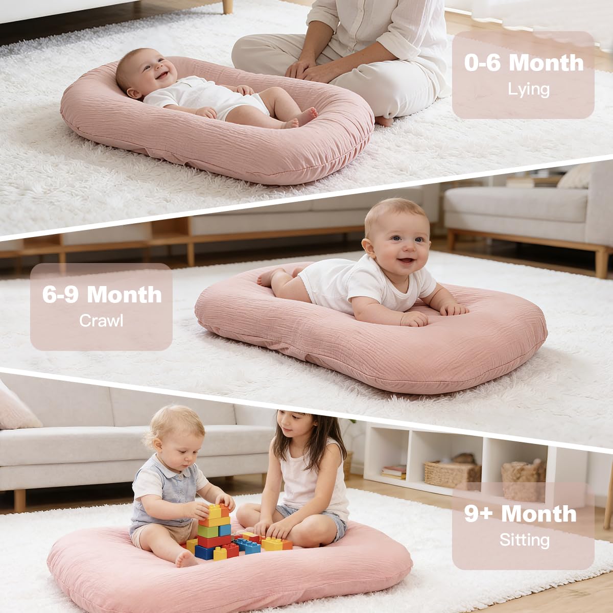 Meindoovm Baby Lounger cozy cradle design supports engagement.